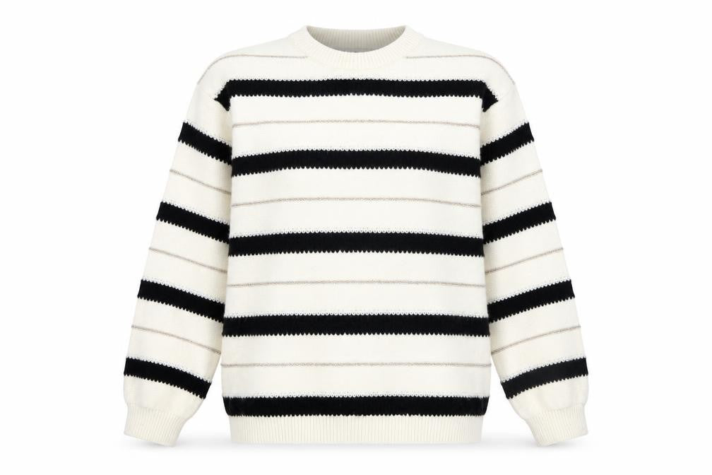 Front view of Marks & Spencer Women's Beige Striped Jumper, size S
