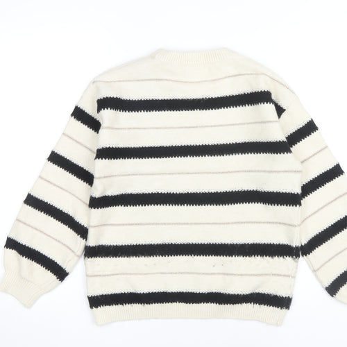 Marks and Spencer Women's Beige Striped Jumper, Size S
