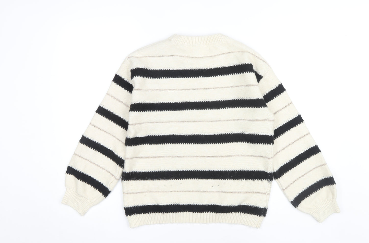 Marks and Spencer Women's Beige Striped Jumper, Size S