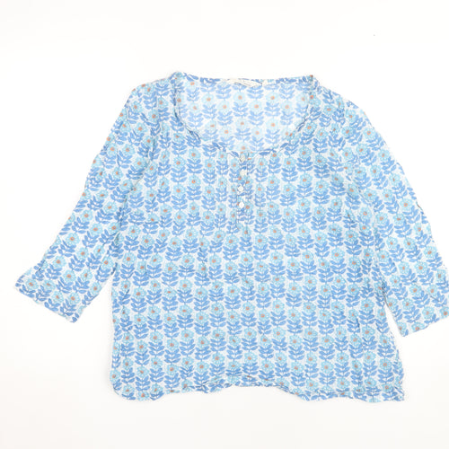 Seasalt Cornwall Women's Blue Floral Blouse, Size 14