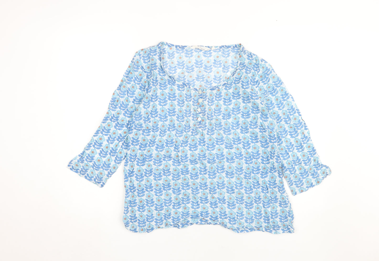 Seasalt Cornwall Women's Blue Floral Blouse, Size 14