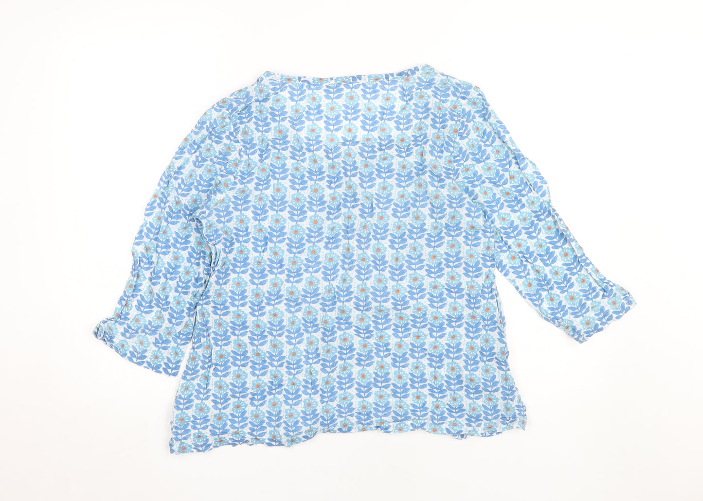 Seasalt Cornwall Women's Blue Floral Blouse, Size 14