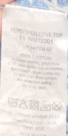 Seasalt Cornwall Women's Blue Floral Blouse, Size 14