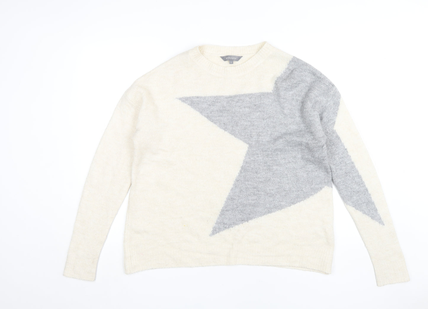 Principles Women's Ivory Geometric Pullover Jumper, Size 8