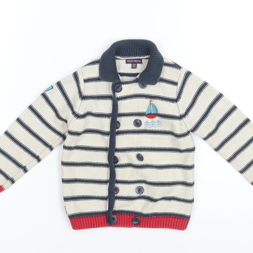 Sergent Major Boys Blue Striped Cardigan, 2 Years, Nautical Style
