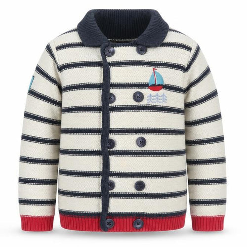 Sergent Major Boys Blue Striped Cardigan, 2 Years, Nautical Style