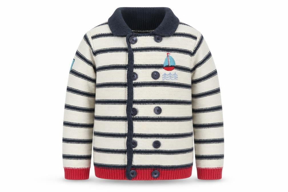 Sergent Major Boys Blue Striped Cardigan, 2 Years, Nautical Style