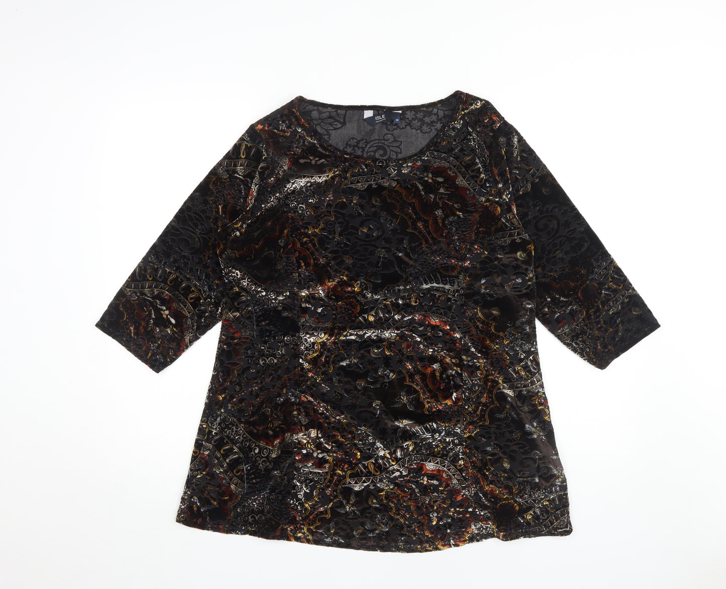 Isle Collection Women's Multicoloured Blouse, Size 14, Velvet
