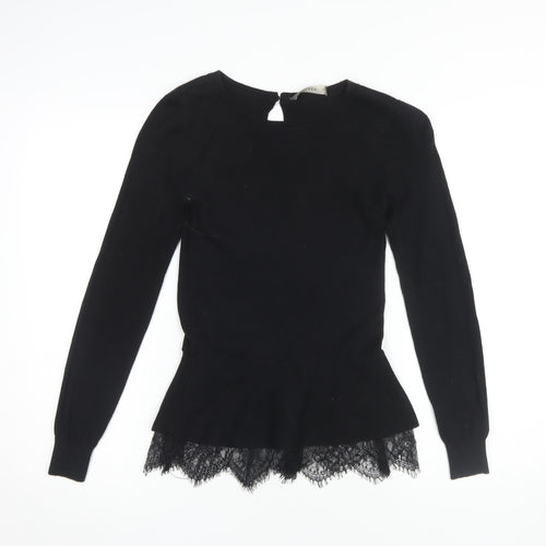 Oasis Women's Black Lace Hem Jumper, S