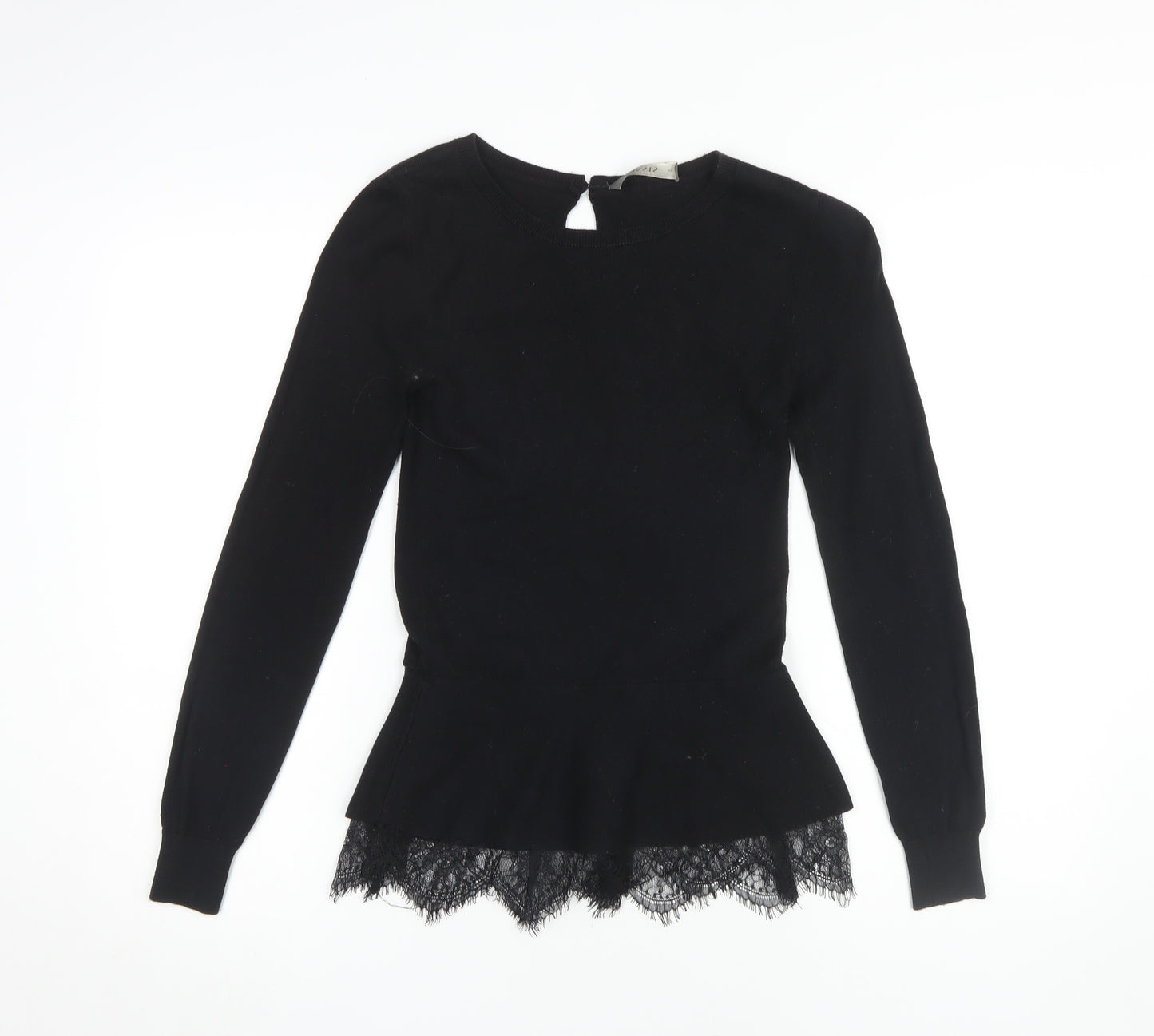 Oasis Women's Black Lace Hem Jumper, S