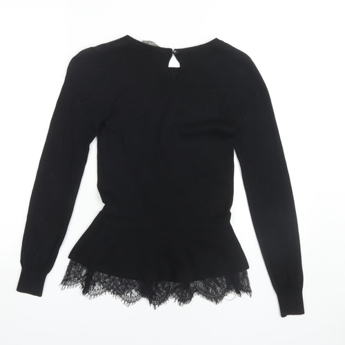 Oasis Women's Black Lace Hem Jumper, S