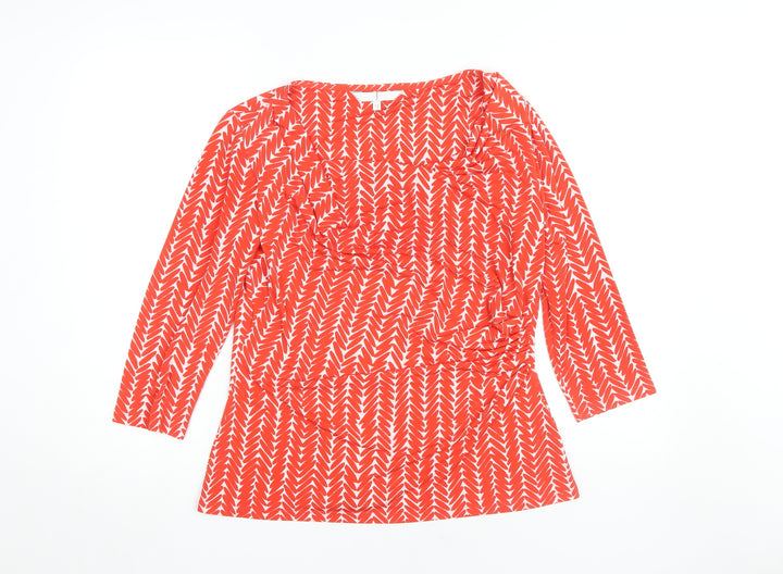 J by Jasper Conran Women's Red Geometric Top, Size 14
