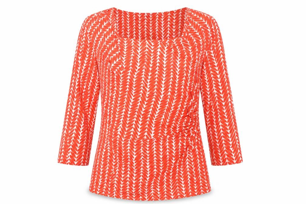 Front view of J by Jasper Conran Women's Red Geometric Top, size 14