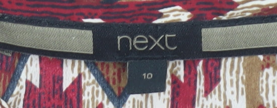 Next Women's Red Geometric 3/4 Sleeve Blouson Dress