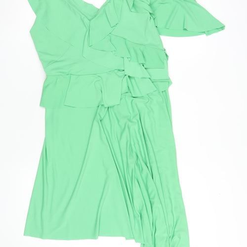 Asos Women's Green Asymmetric Dress UK 16