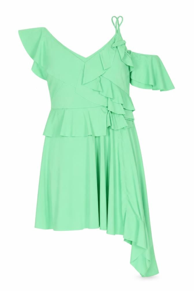 Front view of Asos Women's Green Asymmetric Dress UK 16