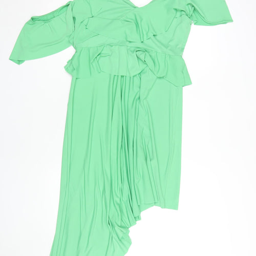 Asos Women's Green Asymmetric Dress UK 16
