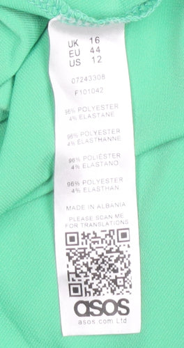 Asos Women's Green Asymmetric Dress UK 16