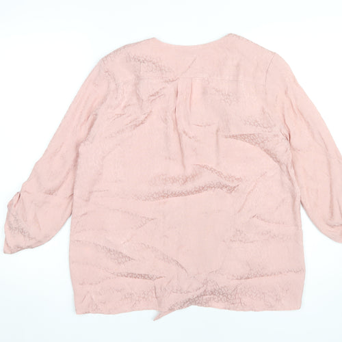 Roman Women's Pink V-Neck Blouse, Size 12, Button Accents