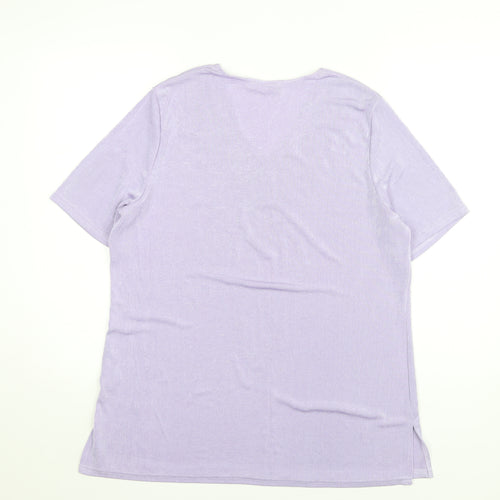 Daxon Women's Purple Beaded Sequin V-Neck Top, Size 18