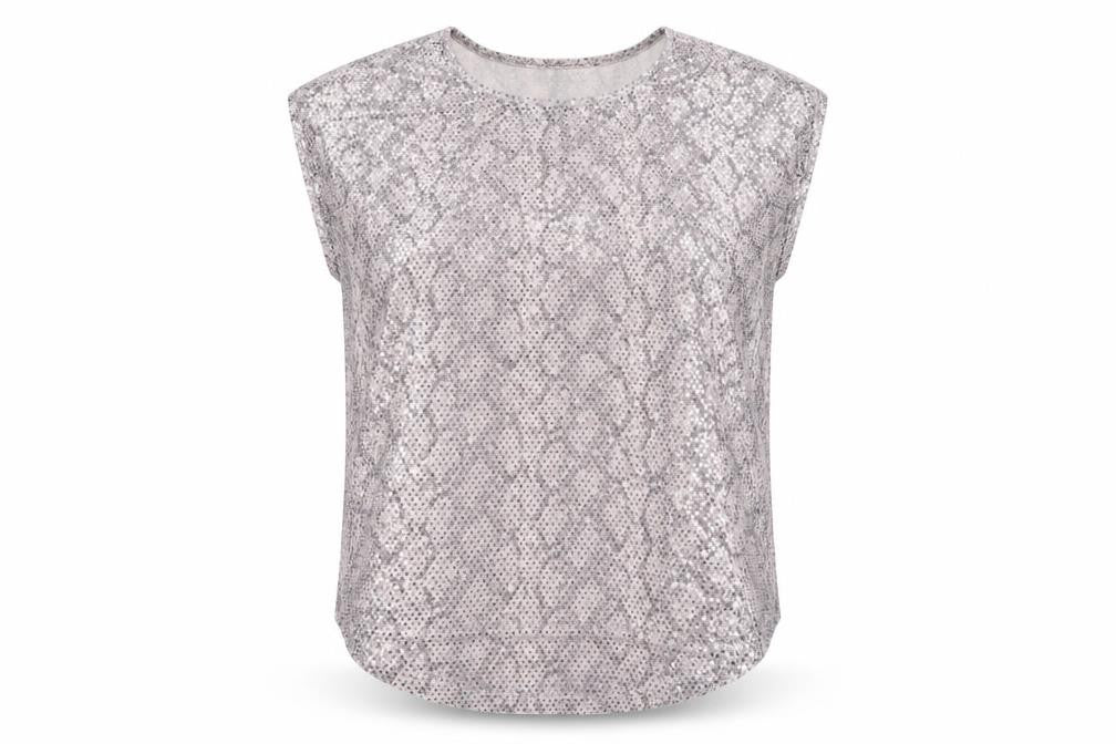 Front view of Klass Women's Multicoloured Sequin T-Shirt, M