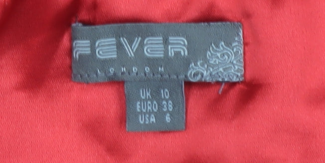 Fever London Women's Red Ruffle V-Neck Dress Size 10