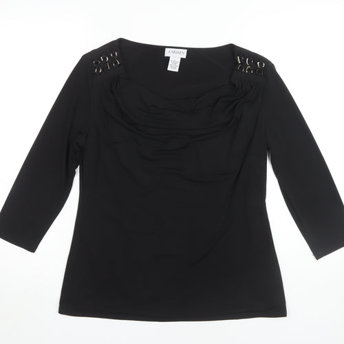 Carmen Marc Valvo Black Cowl Neck Women's Top Size L