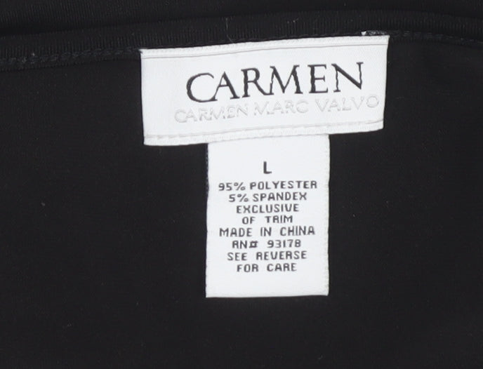 Carmen Marc Valvo Black Cowl Neck Women's Top Size L