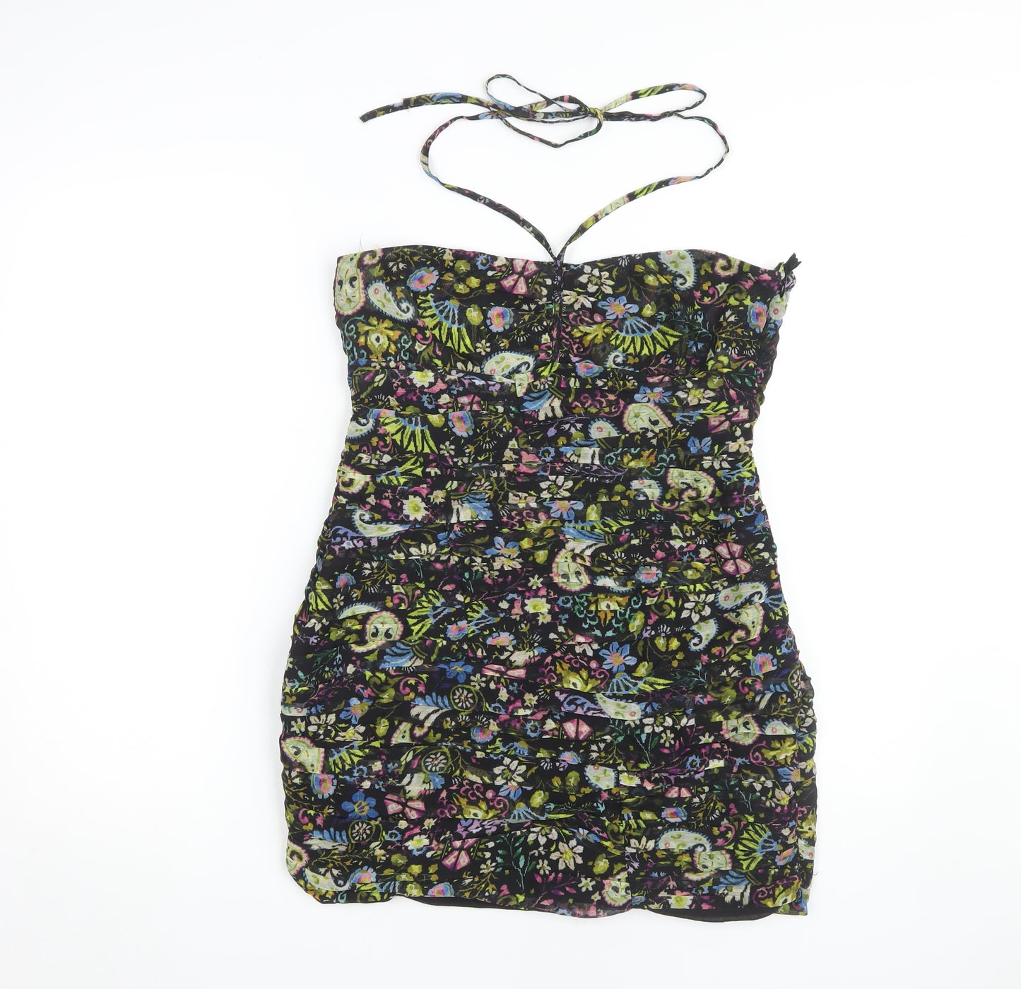 Zara Women's Multicoloured Strapless Dress Size 12