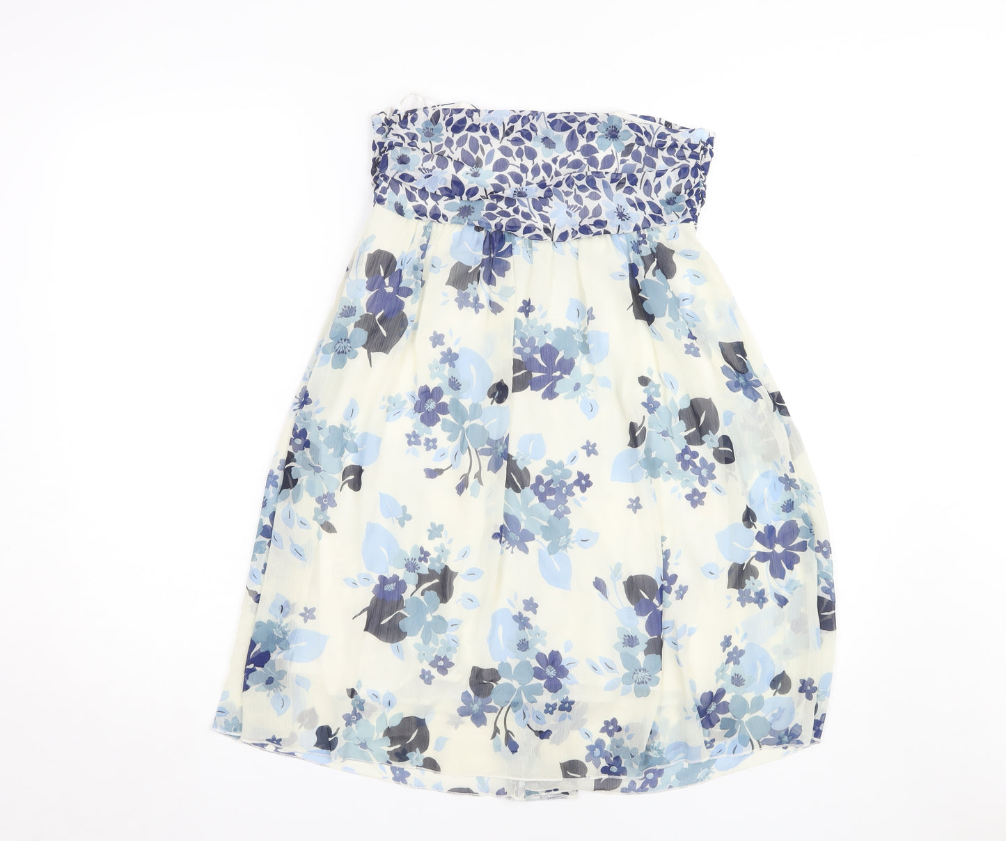 ICENI Women's Blue Floral A-Line Strapless Dress Size 10