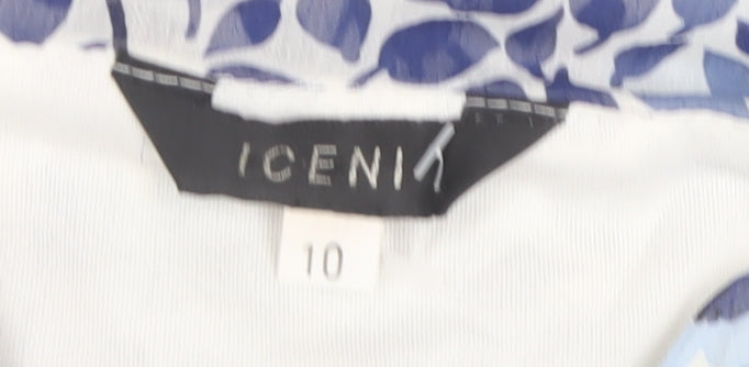 ICENI Women's Blue Floral A-Line Strapless Dress Size 10