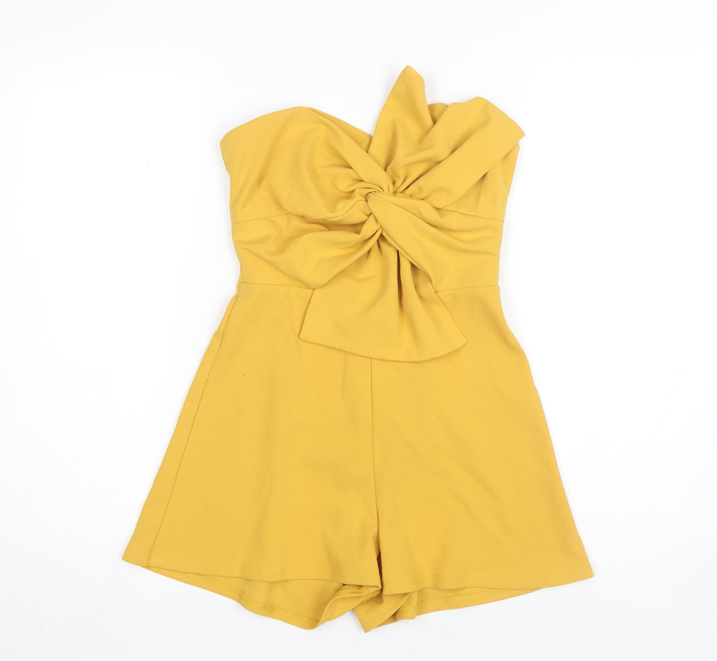 New Look Women's Yellow Bow Detail Playsuit Size 8