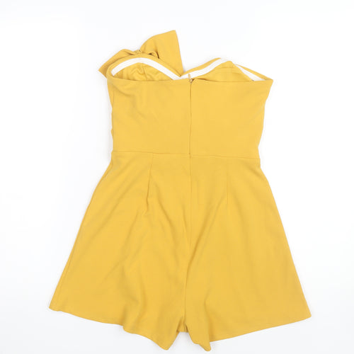 New Look Women's Yellow Bow Detail Playsuit Size 8