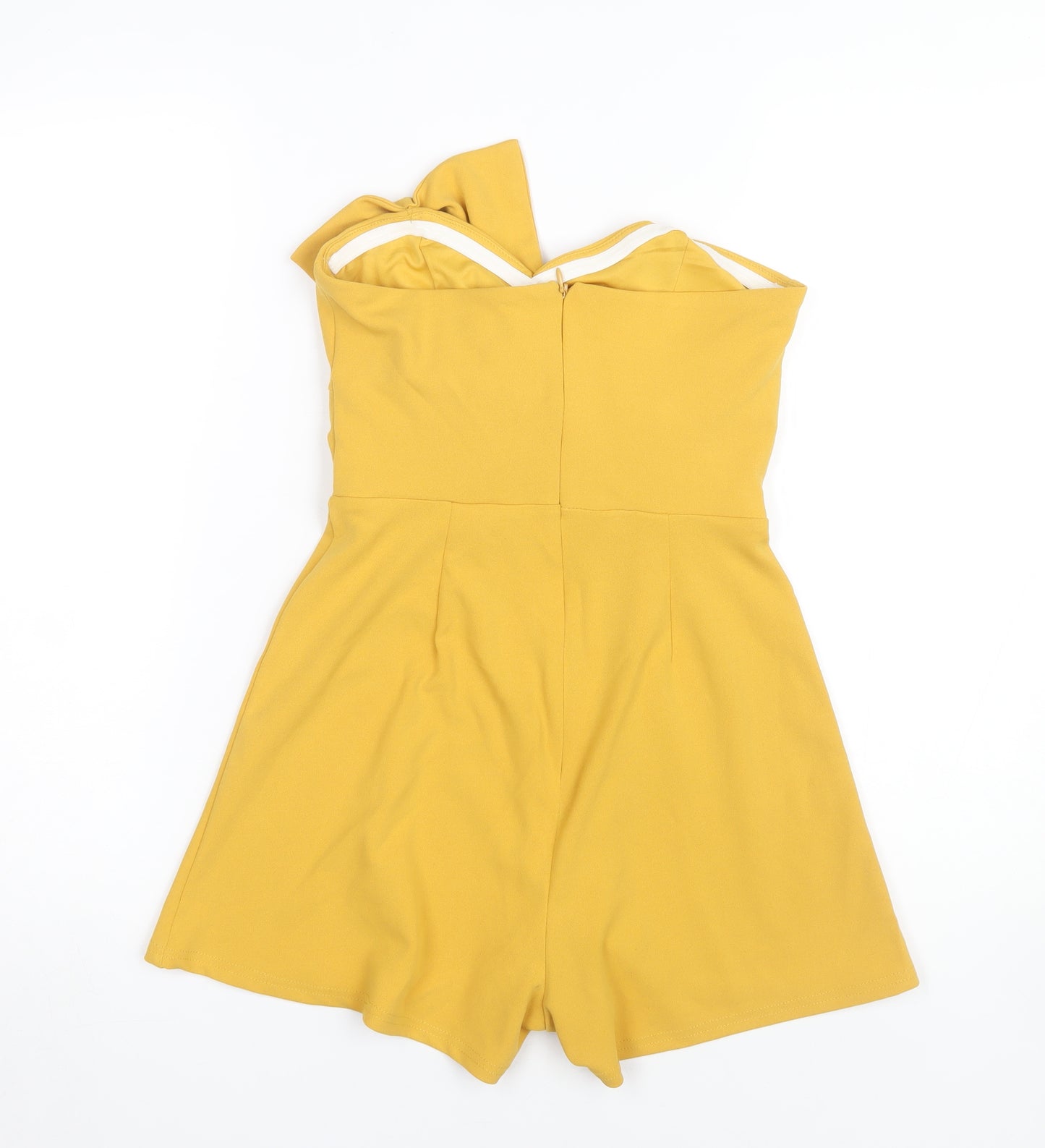 New Look Women's Yellow Bow Detail Playsuit Size 8