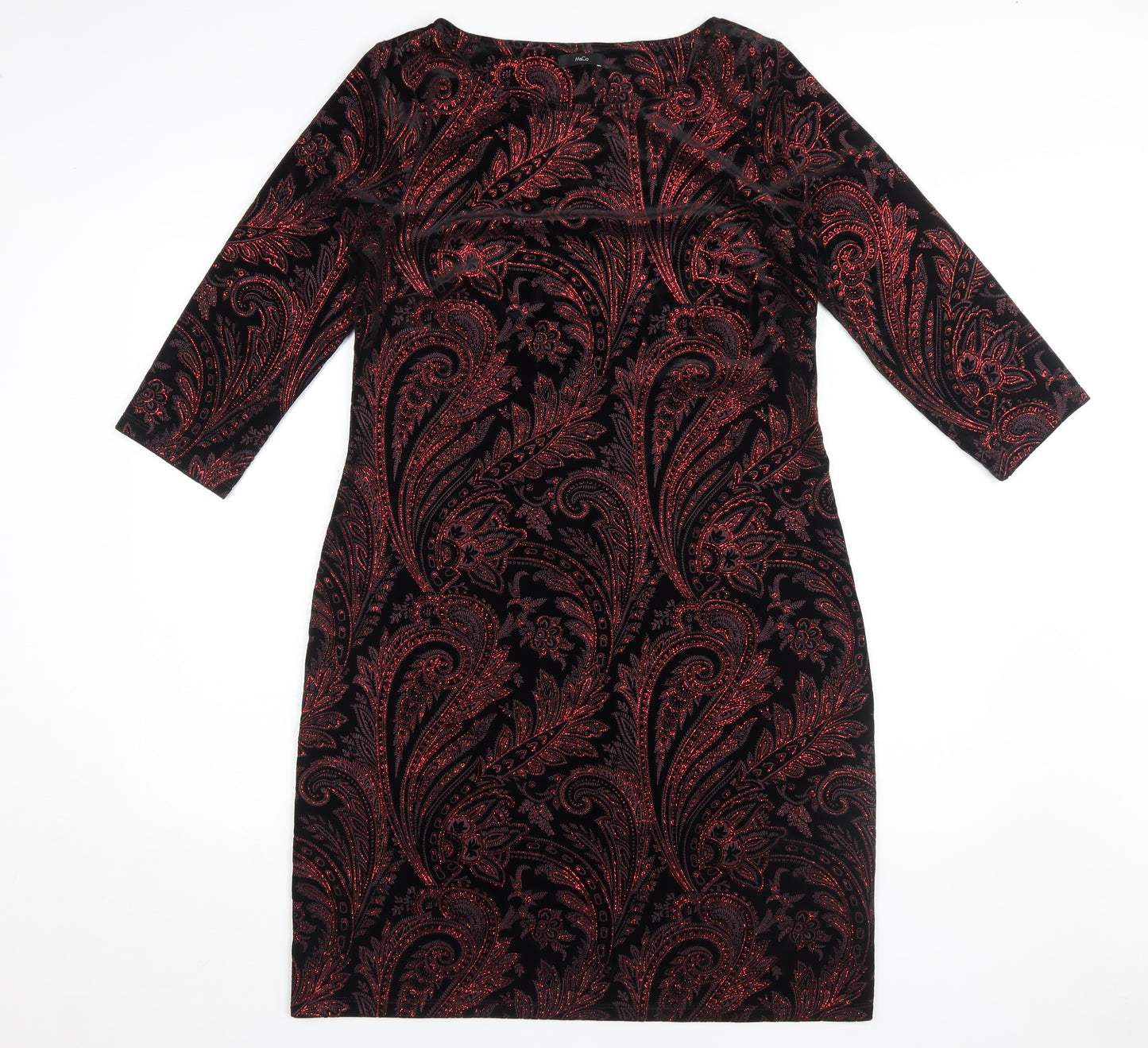 M&Co Women's Red Paisley Dress Size 14