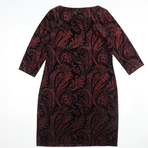 M&Co Women's Red Paisley Dress Size 14