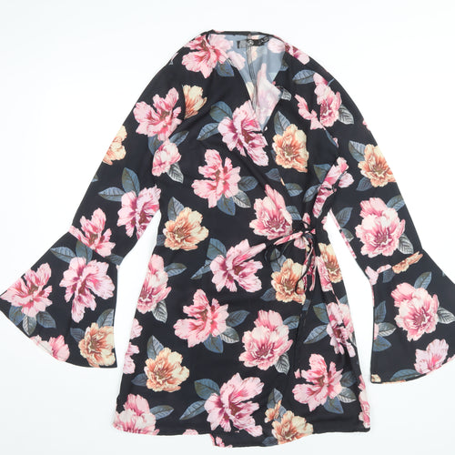 Missguided Women's Multicoloured Floral Wrap Dress Size 10