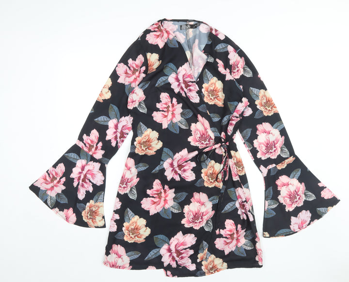 Missguided Women's Multicoloured Floral Wrap Dress Size 10