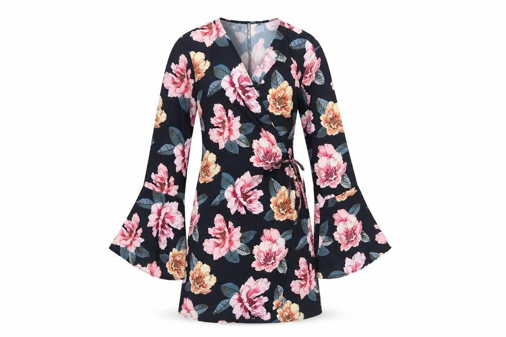 Missguided Women's Multicoloured Floral Wrap Dress Size 10