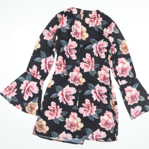 Missguided Women's Multicoloured Floral Wrap Dress Size 10