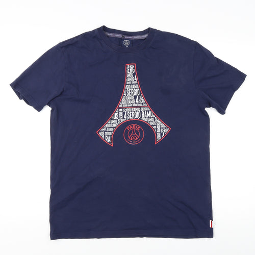 Paris Saint-Germain Men's Blue Graphic T-Shirt Medium