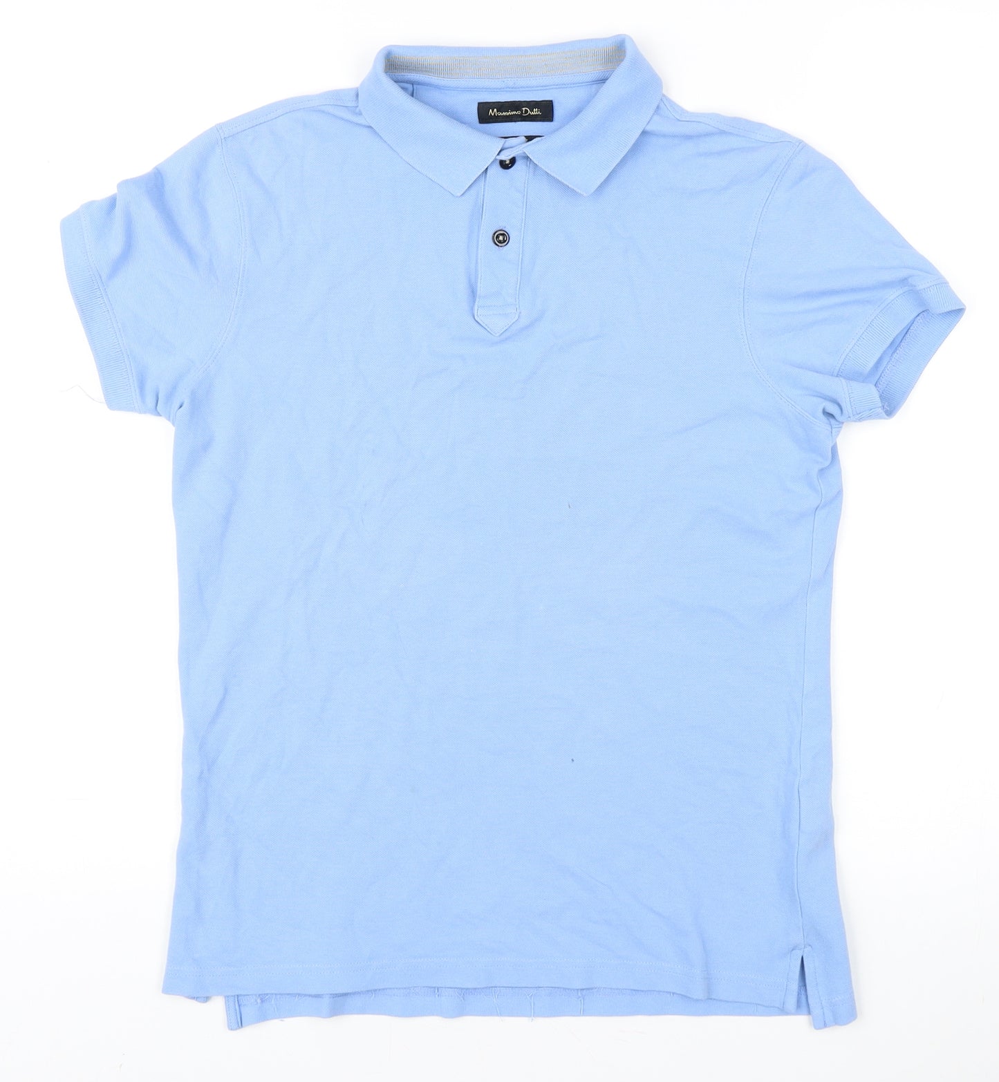 Massimo Dutti Men's Blue Slim Fit Polo Shirt Medium