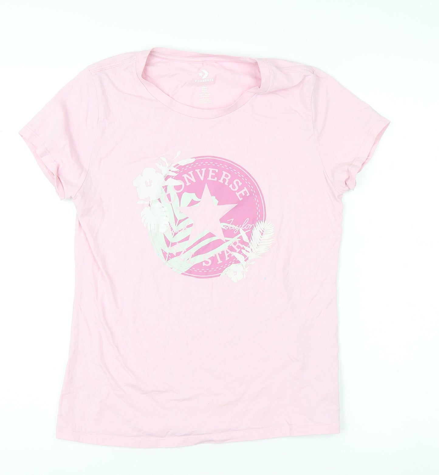 Converse Women's Pink Slim Fit T-Shirt, Size 12