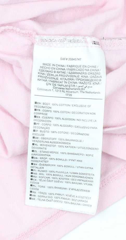 Converse Women's Pink Slim Fit T-Shirt, Size 12