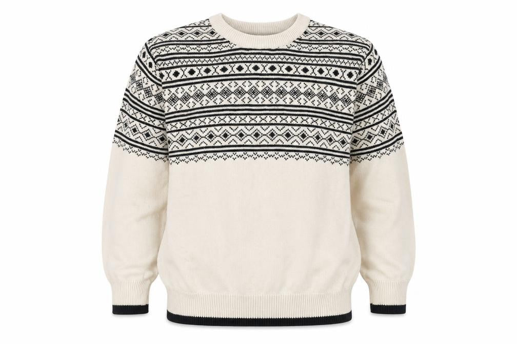 Front view of Cat & Jack boys’ beige fair isle xs jumper