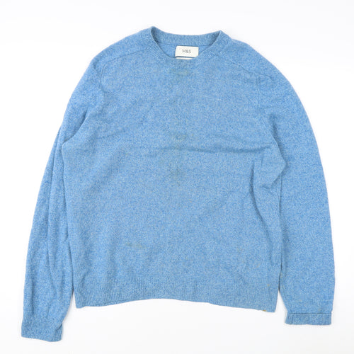 Marks and Spencer Men's Blue Wool Jumper L