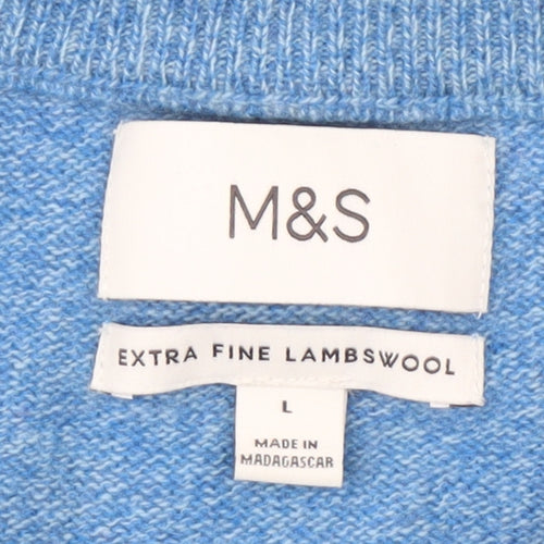 Marks and Spencer Men's Blue Wool Jumper L