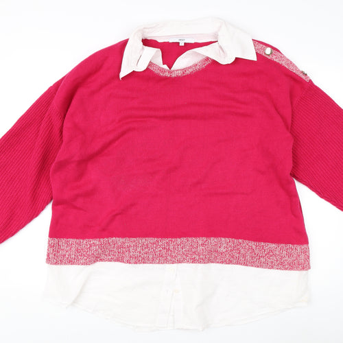 Next Women's Pink XL Button Accent Knit Jumper