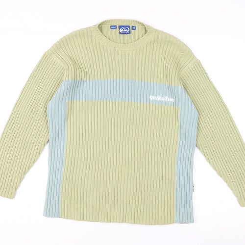 Quiksilver Boys Green Pullover Jumper - Size 14, Colourblock