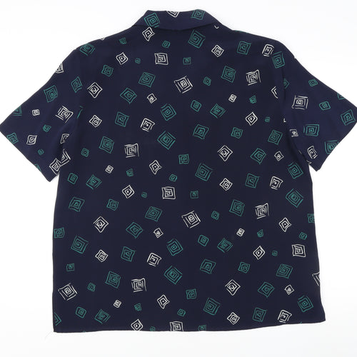 Alexon Women's Black Geometric Button-Up Shirt Size 16